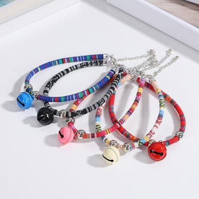 China 2023 China Style National Style Multicolor Cartoon Bell Puppy Collar Puppy Collar Cat Collar Durable Adjustable Personalized Custom Made Pet Cat for sale