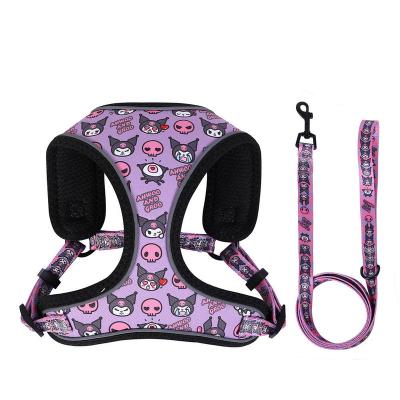 China Reversible Cat Vest Chest Strap Pet Dog Harness Polyester Mesh No Pull Cute Kuromi Explosion-proof High Quality Reflective Cartoon Pattern for sale