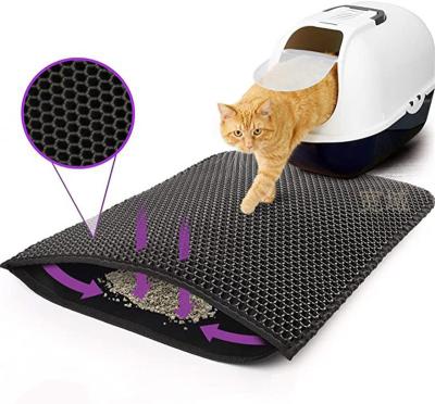 China Durable Hot Sale Comfort Washable Goods Waterproof Double Layer EVA Filter Put Under Litter Boxes Pads Dog Cat Litter Mat for sale