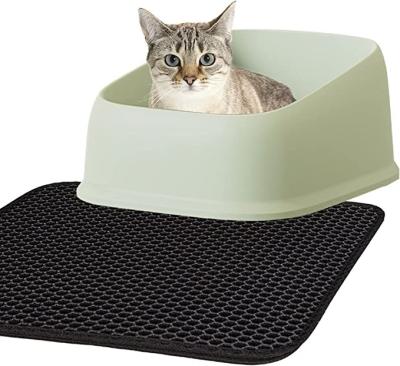 China Hand Machine Washable Hot Selling Viable Cat Litter Mat Double-Layer EVA Black Anti-Splash Control Leather Border Waterproof Pet for sale