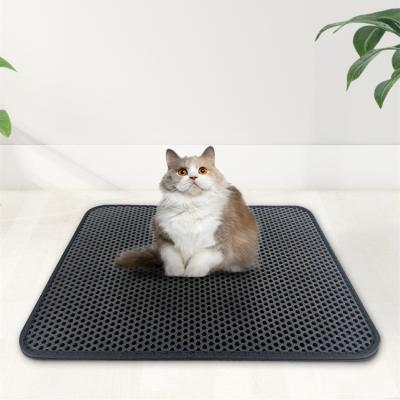 China Hot Selling Reusable Water Repellent Non-Slip Viable Cat Litter Mat Double-Layer EVA Black Anti-Splash Braid Border for sale