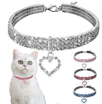 China Fashion Design Multi-colors Luxury Rhinestone Heart Dog Pet Collar JEWELED Crystal Bling Diamond Pet Collar Pendant Jewelry for sale