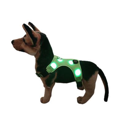 China Lights Hot Sale Customized USB Rechargeable Reflective Durable No Pulling Easy Use LED Light Dog Rope Vest Chest Strap Pet Harness for sale