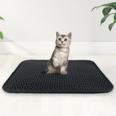 China Hot Sale EVA Filter Pad Special Pattern Washable Waterproof Pet Cat Litter Mat Double-Layer Black Antidirty Viable for sale