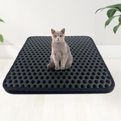 China Hot Selling EVA Material Black Pretty Honeycomb 30*30cm Easy Washable Spot Scatter Control Cat Mat Llitter Viable for sale