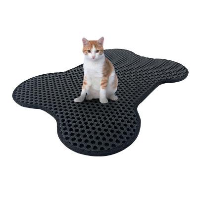 China Viable Reusable Bone Form Black Color Pet Suppliers Easy To Clean Urine Proof Trapping Mat With Exclusive Urine Layer for sale