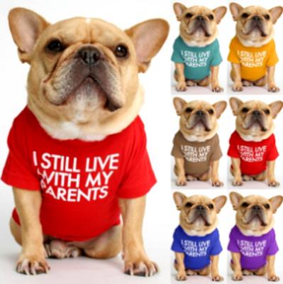 China Wholesale Newly Viable Design French Bulldog Border Pug Clothes Dog Sweater Round Neck Puppy T-shirt Clothing Equipment Pet Clothes for sale