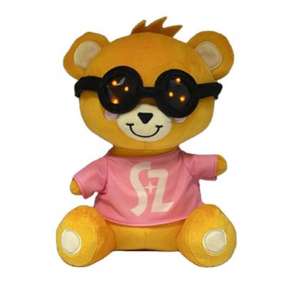 China Cool Most Popular Valentine's Day Soft Plush San Yellow Teddy Bear With T-Shirt And Sunglasses Stuffed Plush Toy For Valentine's Day Gift for sale