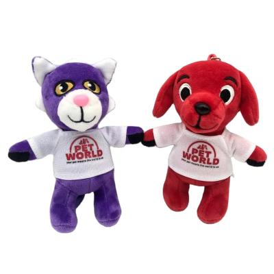 China Plush Customized new plush animal keychains soft hanging catt dog key chain toy plush animal keychains for sale