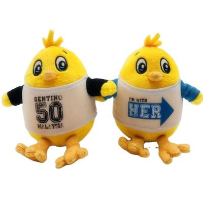 China Customized Plush Chicken Keychain Key Chain With Sports Clothes Stuffed Soft Yellow Plush Toys Key Chain Pendant for sale