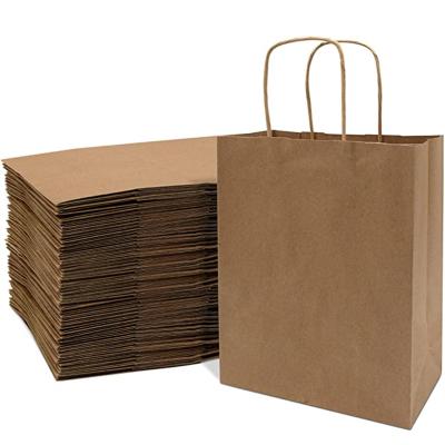 China Recycled Materials Wholesale Custom Size Printing Clean Logo Shopping Cheaper Kraft Paper Bag With Handle for sale