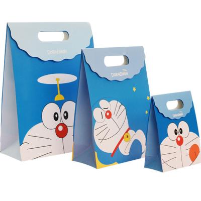 China Hot Selling Creative Cute Recycled Materials Cartoon Gift Wrapping Paper Bag Doraemon Paper Bag Birthday Gift Bag for sale