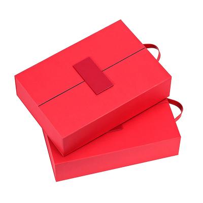 China Recyclable VBOX Custom Design Luxury Black Cardboard Magnet Double Door Wine Paper Gift Box For 2 Bottles for sale