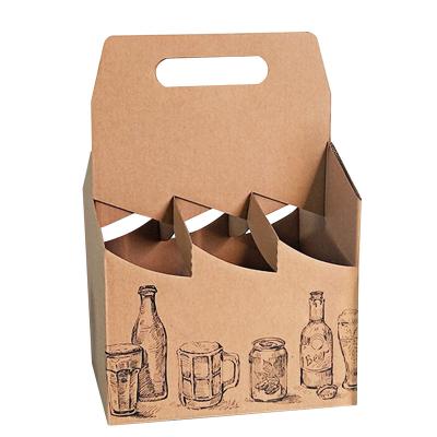 China Eco Friendly Recycled Materials VBOX Custom Printed Corrugated Kraft Paper Beer Package Box Packing Box Carrier 2 4 6 Bottle Paper Wine Box W for sale