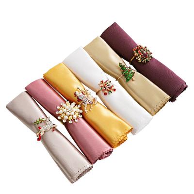 China VBOX Hotel Table Napkin Cloth Polyester Linen Table Napkins Reusable Wholesale Custom Size Damask Napkins for sale