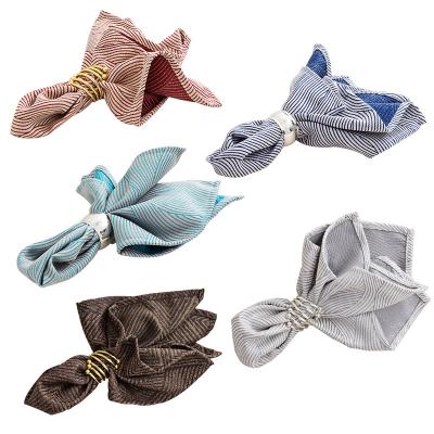 China Wholesale Reusable Christmas Luxury Striped Wedding Restaurant Cocktail Dinner Party VBOX Cotton Linen Napkins for sale