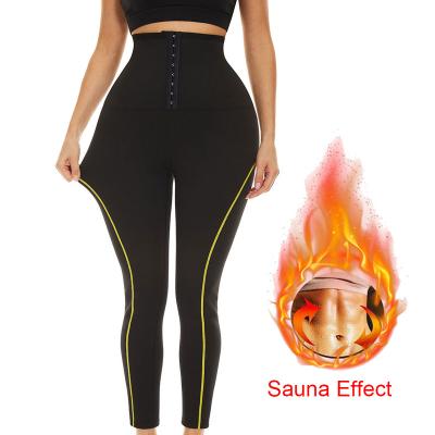 China Breathable Sauna Pants For Women Sweat Gaiters Neoprene Weight Loss Pants Waist Trainer Tummy Control Workout Slimming Fat Burner Gym for sale