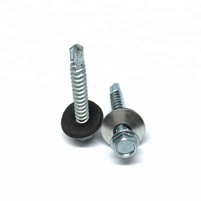 China DIN7504 Carbon Steel 6.3x65mm Taiwan Hex Head Self Drilling Screw With Rubber Gasket for sale