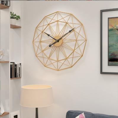 China Modern Home Decorative Gold Metal Circle Simple Design Style Silent Battery Operated Wall Clock for sale