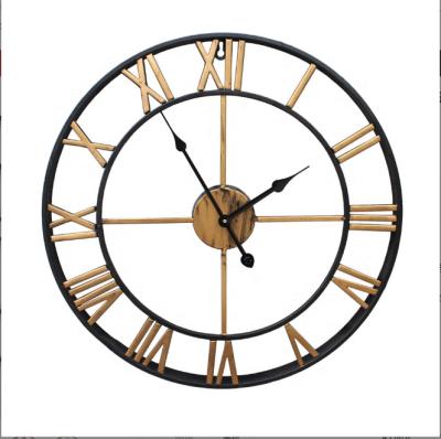 China Large Retro Gold Metal Wall Clock Multifunctional Coffee Shop High Quality Living Room Home Decorative Clock for sale