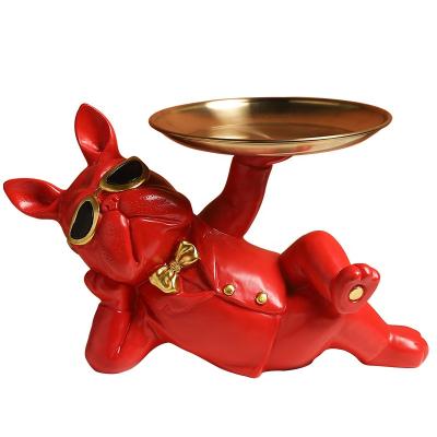 China Sunglasses Dog Tray Crafts Animal Sculpture Living Room Storage Decoration Viable Handsome Tray for sale