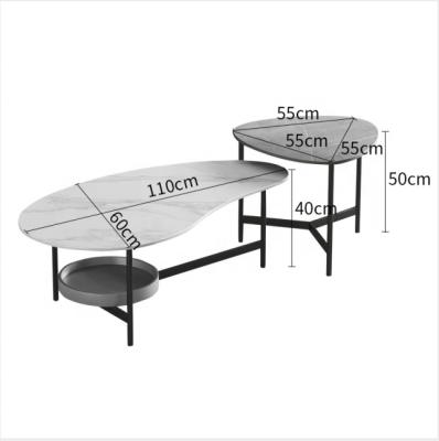 China Rock Panel Extendable Minimalist Table Combination Side Coffee Table Home Living Room With Round White Coffee Table Set Home Furniture for sale