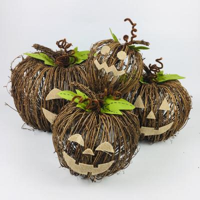 China Factory Direct Selling Natural Rattan Pumpkin Vine Handwoven Halloween Party Decoration for sale