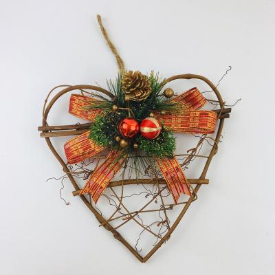 China Natural PVC Rattan Artificial Flower Ribbon Bow Heart Shaped Pendant for sale