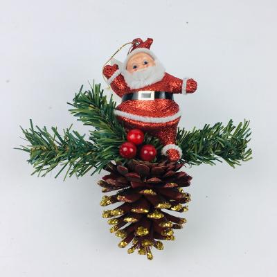 China Christmas Artificial Santa Pine Needle Pendant Natural Pine Cones Creative Pendant Pine Cones Hanging Santa Claus Decoration for sale