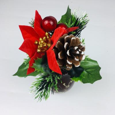 China Factory direct simulation PVC plastic Christmas ornaments green cut flowers for sale