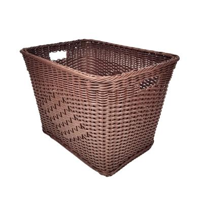 China Handwoven Towel Basket Dirty Synthetic Rattan Laundry Basket Clothes Laundry Hamper Handwoven Basket For Hotel Room for sale