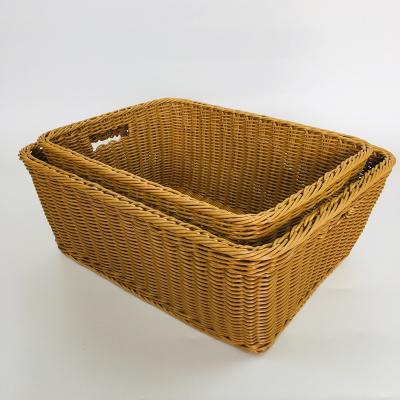 China Sustainable Washable Wicker Basket Laundry Basket PP Rattan Basket for sale