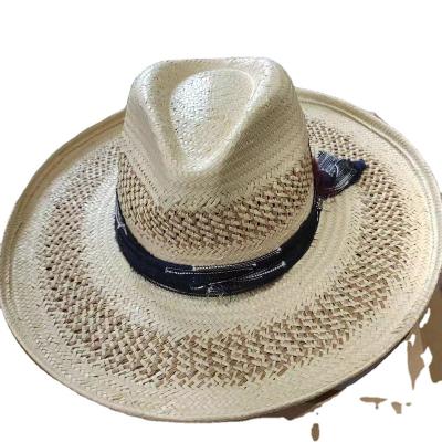 China Custom Made Vintage Wholesale White Handmade Raffia Fedora Outback Hats Fedora Formal Brim Women for sale