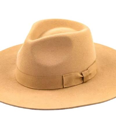 China Australia 100 Wool Felt Wholesale Flat Brim White Hard Elegant Handmade Custom Made Vintage Striped Formal Hats Fedora Women for sale