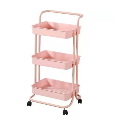 China Durable Kitchen shelf floor multilayer mobile trolley storage rack with wheels toy storage rack for sale