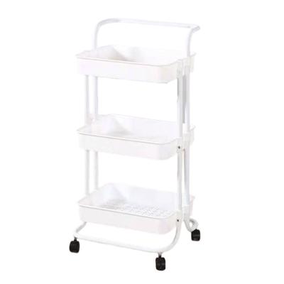 China Durable High Quality home modern simple design 3 tiers movable food storage dkitchen trolly rack for sale