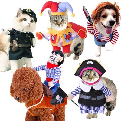 China Sustainable Funny Halloween Costume Pet Clothes Police Apparel Cowboy Pet Cosplay Halloween Costume for sale