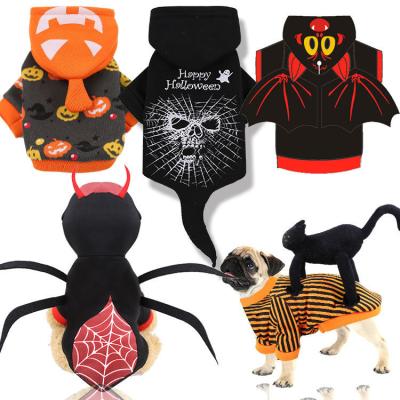 China Stocked Halloween Christmas Uniform Funny Pet Dog Cat Pumpkin Transformed Into Two-Legged Pet Costume for sale