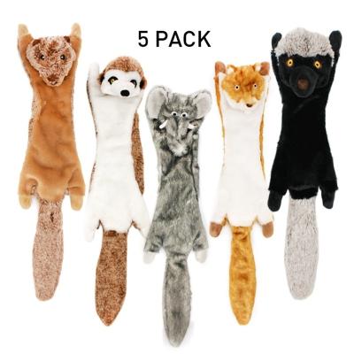 China Sustainable Interactive 5 Pack Pet Toys Dog Large Squeaky Toys Crinkle No Stuffing Animals Dog Plush Chew Toy for Small Medium and Large Dog for sale