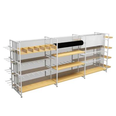 China Modern MINISO Supermarket Display Stand Cheap And Sturdy Flat Freestanding Shelf Design Customized for sale