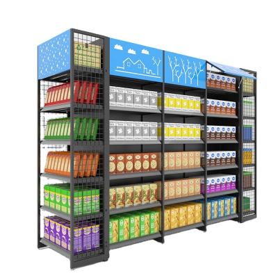 China Best Sale 100kgs Double Sided Metallic Supermarket Shelves Groceries Double Sided 5 6 7layers Big Shelves For Supermarket for sale