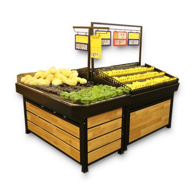 China 4 Layer Supermarket Retail Wooden Vegetable And Fruit Shelf Metal Racks Price Display Shelf Best Customized for sale