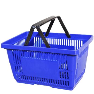 China Plastic Shopping Basket Universal Pulley Bastket Supermarket Shopping Cart Plastic Trolley for sale