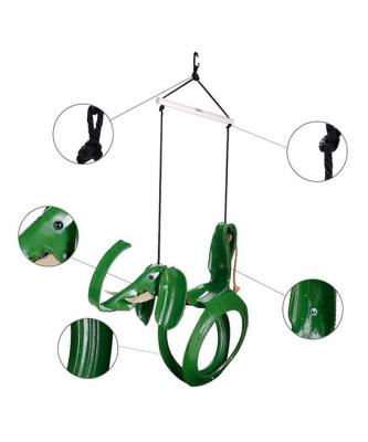 China Outdoor Play Kids Swing Recycled Tire Swing Kids Swing For Kids Green Elephant 3 To 10 Years Old for sale