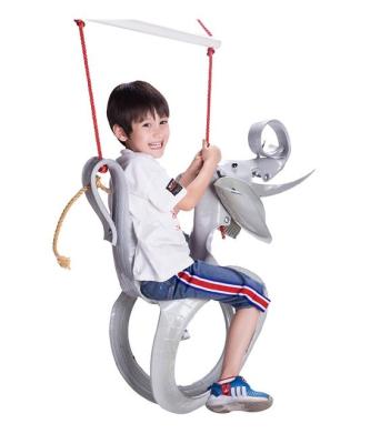 China Modern Outdoor Swing Recycled Tire Swing For Kids 3 To 10 Years Old Gray Elephant for sale