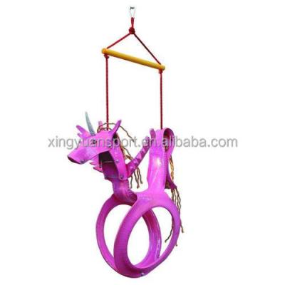 China Outdoor Play Outside Kids Swing Recycled Tire Swing Kids Swing For Kids 3 To 10 Years Pink Unicorn for sale