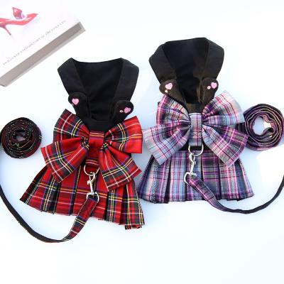 China DETACHED Plaid Printing Pet Puppy Dresses Breathable Vests Dog Harness for Small and Medium Dogs for sale