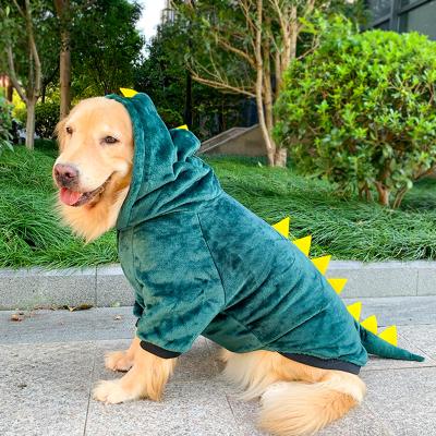 China Viable Fancy Fleece Winter Warm Pet Clothes Tiger Rabbit Dinosaur Dragon Hoody Cute Cosplay Cat Clothes Dog Costumes for sale