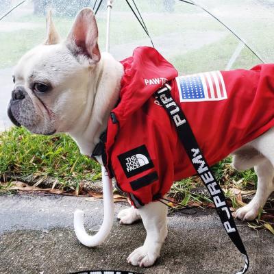 China Autumn Spring The Dog Face Viable Waterproof Anorak Flag Printed Pet Clothes Puppy Outwear Dog Jacket Coat for sale