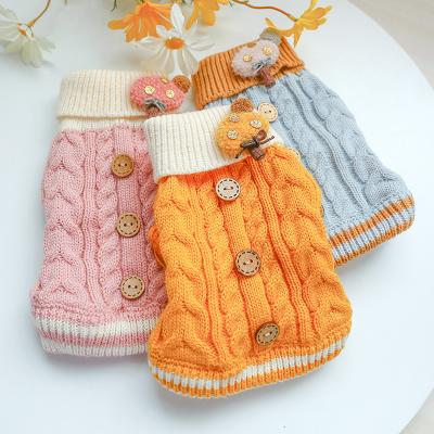 China Cute 2 Legs Winter Viable Puppy Overalls Turtle Neck Dog Sweaters Knitwear For Small Medium Dogs for sale